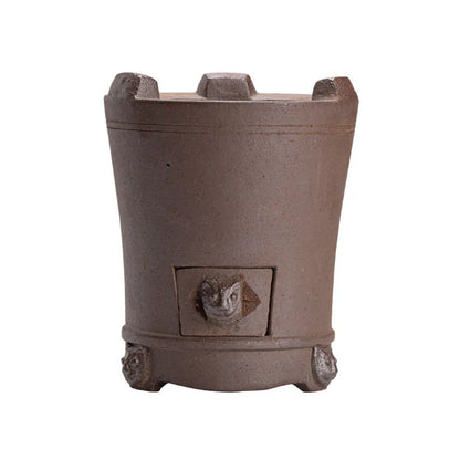 Lion Head Firewood Burning Oven Charcoal Stove Tea Brewing Pot Zen Stoneware Hand-Made Walnut Charcoal Stove Household Charcoa