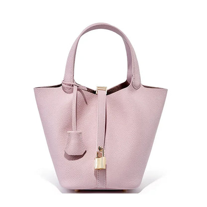 Litchi Pattern Women's Bag 2024 New Bucket Bag Genuine Leather Handbag  Luxury Designer Handbag  Bolso Mujer