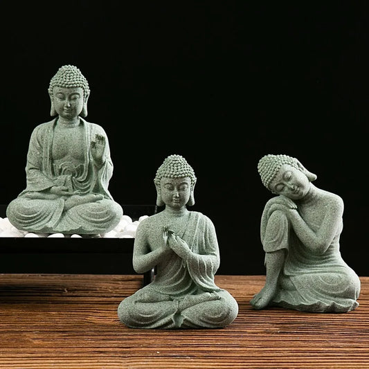 Little Buddhist Monks Tibetan Buddhism Figurines Buddha Stone Statue Garden Car Ornament Meditation Home Aquarium Decoration