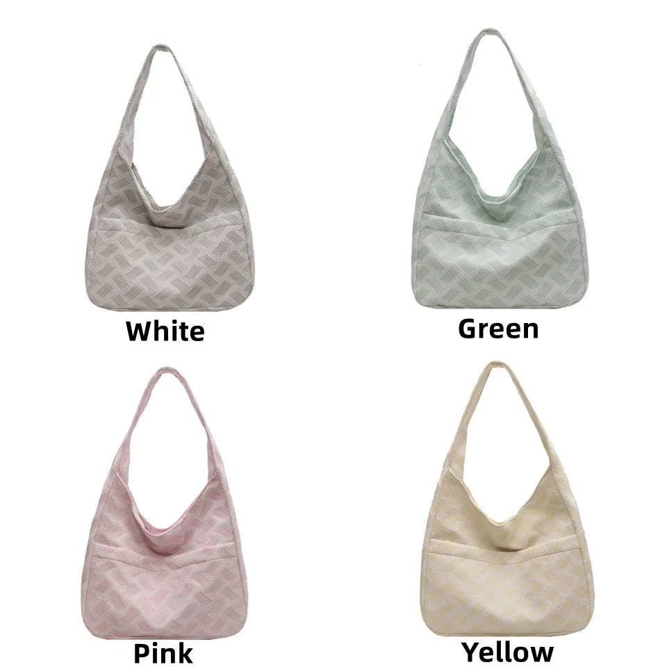 Little Fresh Canvas Handbags Literary And Artistic Women's Shoulder Bag Solid Color Buckle Handbag Cloth Bag