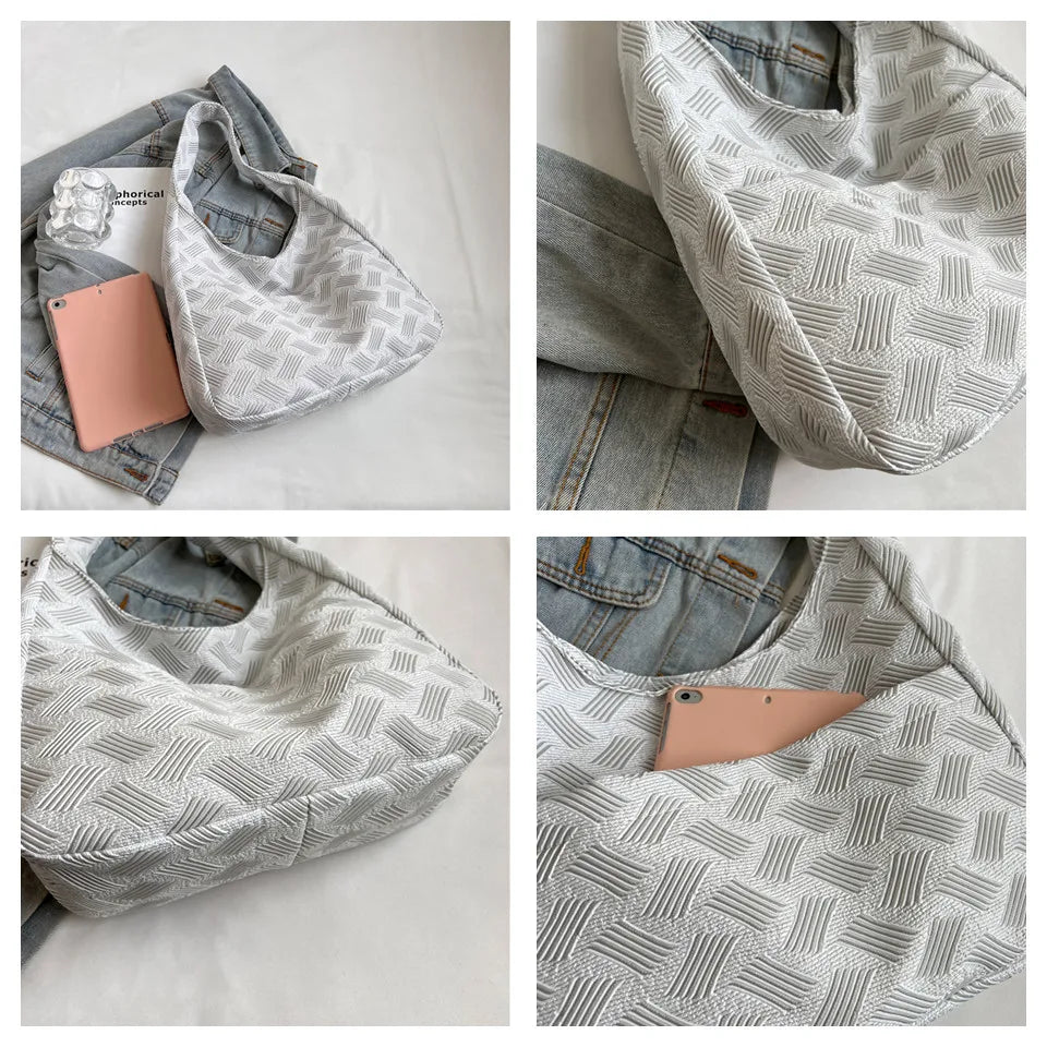 Little Fresh Canvas Handbags Literary And Artistic Women's Shoulder Bag Solid Color Buckle Handbag Cloth Bag