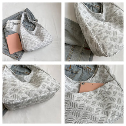 Little Fresh Canvas Handbags Literary And Artistic Women's Shoulder Bag Solid Color Buckle Handbag Cloth Bag