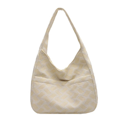 Little Fresh Canvas Handbags Literary And Artistic Women's Shoulder Bag Solid Color Buckle Handbag Cloth Bag