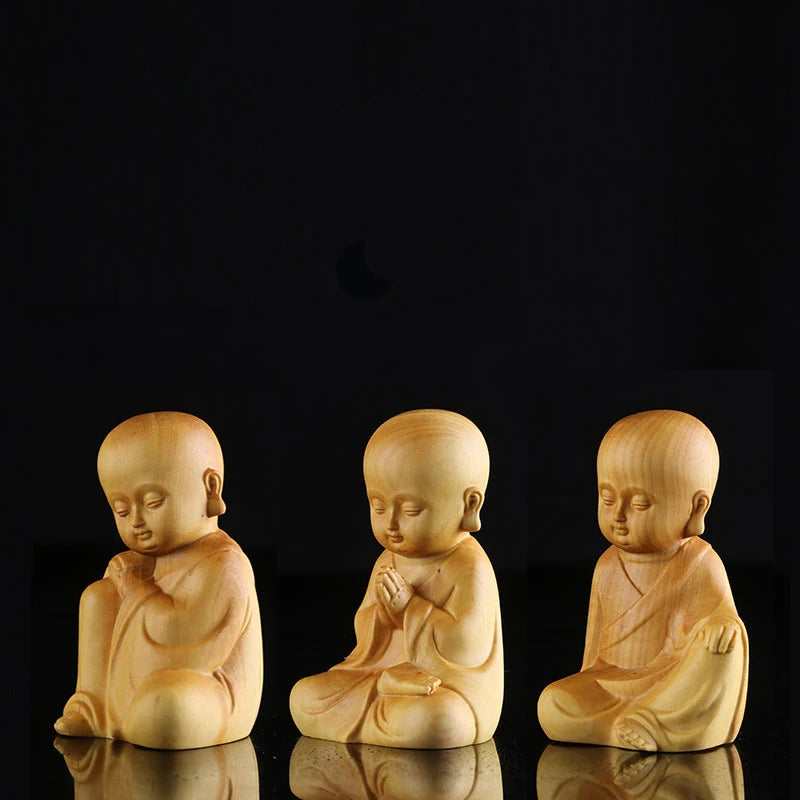 Little Monk Decoration New Chinese Zen Home Decoration Solid Wood Tea Decoration Small Zen Sami Statue Decoration