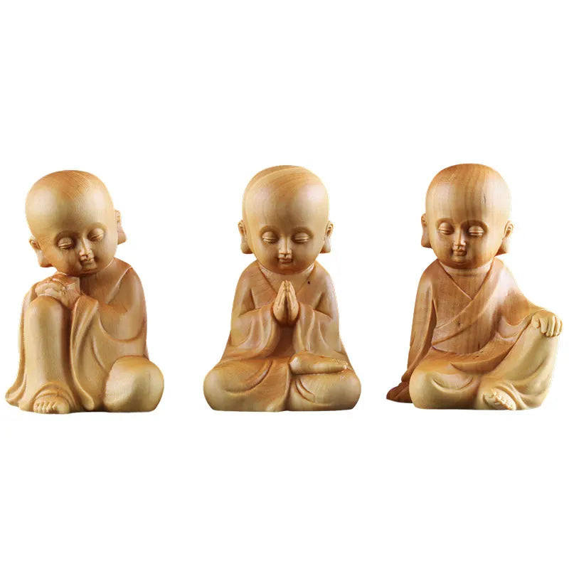 Little Monk Decoration New Chinese Zen Home Decoration Solid Wood Tea Decoration Small Zen Sami Statue Decoration