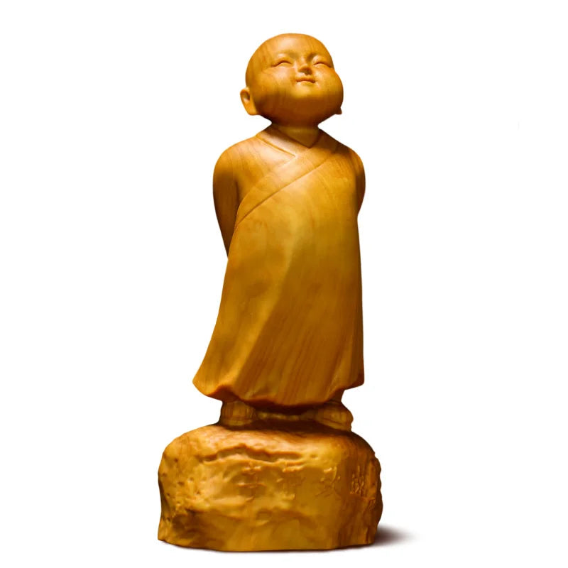 Little Monk Tea Pet Tea Table Love and Peace Wood Carving Home Decoration Car Small Decoration Creative Decoration