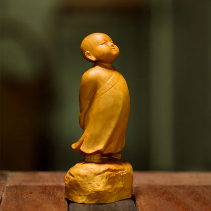 Little Monk Tea Pet Tea Table Love and Peace Wood Carving Home Decoration Car Small Decoration Creative Decoration