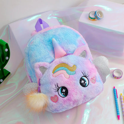 Little Princess Pink Unicorn Backpacks for Girls Cartoon Plush School Bags Cute Kids Book Travel Bags Toddler Children Schoolbag