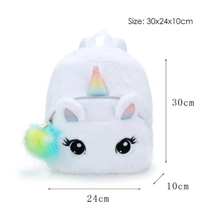 Little Princess Pink Unicorn Backpacks for Girls Cartoon Plush School Bags Cute Kids Book Travel Bags Toddler Children Schoolbag