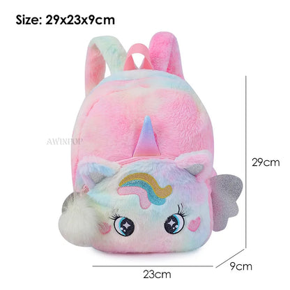 Little Princess Pink Unicorn Backpacks for Girls Cartoon Plush School Bags Cute Kids Book Travel Bags Toddler Children Schoolbag
