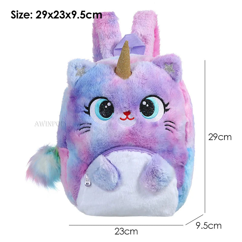 Little Princess Pink Unicorn Backpacks for Girls Cartoon Plush School Bags Cute Kids Book Travel Bags Toddler Children Schoolbag
