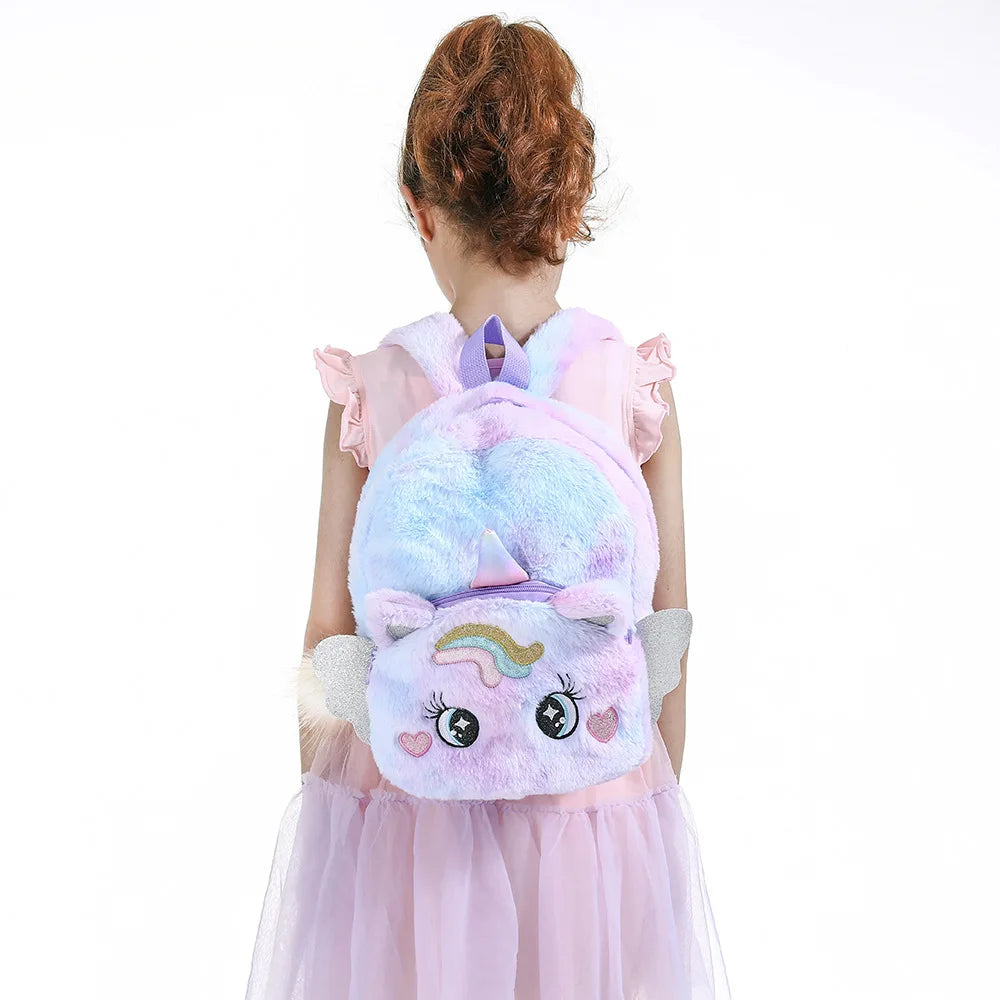 Little Princess Pink Unicorn Backpacks for Girls Cartoon Plush School Bags Cute Kids Book Travel Bags Toddler Children Schoolbag