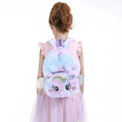 Little Princess Pink Unicorn Backpacks for Girls Cartoon Plush School Bags Cute Kids Book Travel Bags Toddler Children Schoolbag