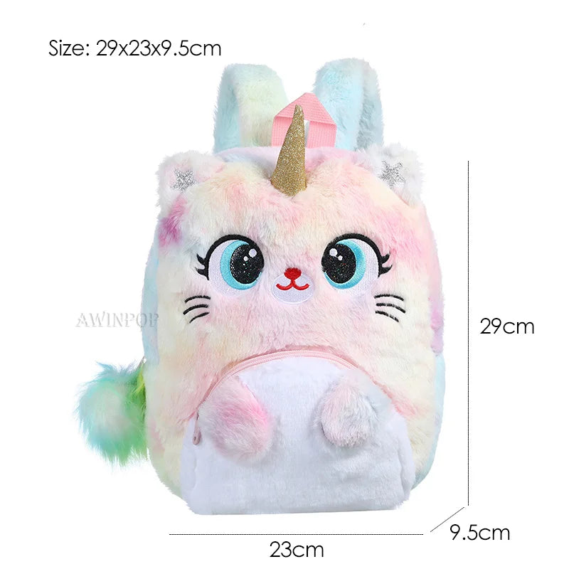 Little Princess Pink Unicorn Backpacks for Girls Cartoon Plush School Bags Cute Kids Book Travel Bags Toddler Children Schoolbag