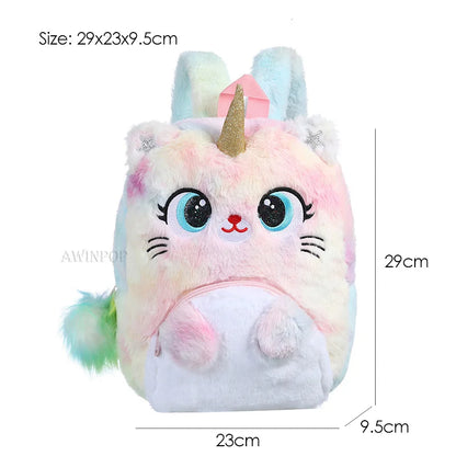Little Princess Pink Unicorn Backpacks for Girls Cartoon Plush School Bags Cute Kids Book Travel Bags Toddler Children Schoolbag