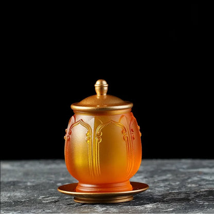 Liuli water purification cup Holy water cup The Eight Merit Cups for Water Supply Water Cup for Buddha Guanyin Gong Cup Great Co
