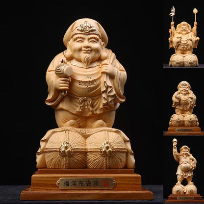 Lndia Big Black Sky Guardian God Solid Wood Statue，Solid Wood Carving  High-end Home Living Room Feng Shui Characters Idol