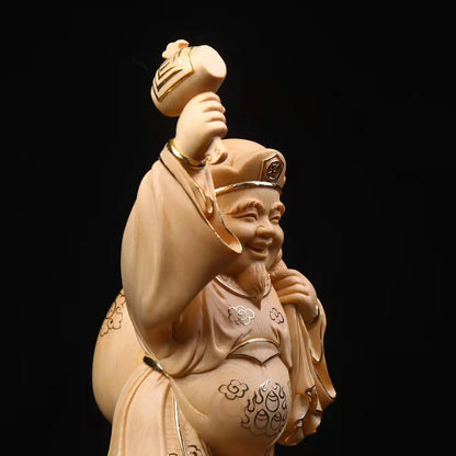 Lndia Big Black Sky Guardian God Solid Wood Statue，Solid Wood Carving  High-end Home Living Room Feng Shui Characters Idol
