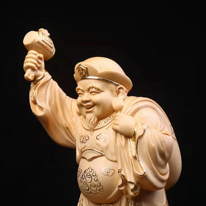 Lndia Big Black Sky Guardian God Solid Wood Statue，Solid Wood Carving  High-end Home Living Room Feng Shui Characters Idol