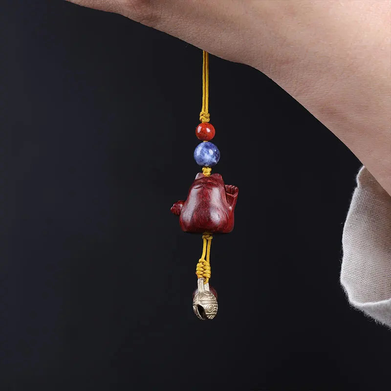 Lobular Rosewood 2cm Wood Sculpture Mascot Lucky Cat Pendant Bag Pendant Lucky deduction Wall Decoration Home Décor