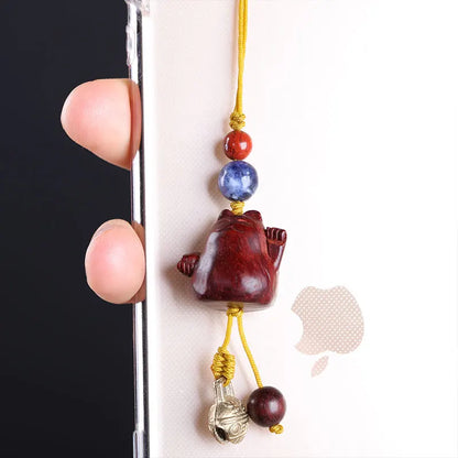 Lobular Rosewood 2cm Wood Sculpture Mascot Lucky Cat Pendant Bag Pendant Lucky deduction Wall Decoration Home Décor