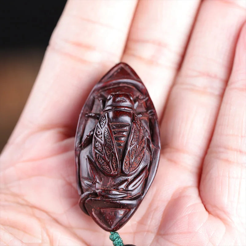 Lobular Rosewood 4cm Wood Sculpture Animal Sculpture Cicada Pendant Car Hanging Office Decoration Home Décor