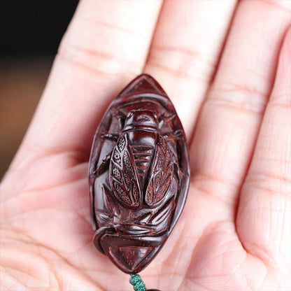 Lobular Rosewood 4cm Wood Sculpture Animal Sculpture Cicada Pendant Car Hanging Office Decoration Home Décor