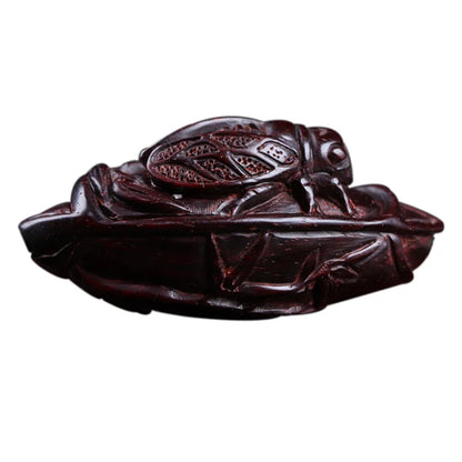 Lobular Rosewood 4cm Wood Sculpture Animal Sculpture Cicada Pendant Car Hanging Office Decoration Home Décor