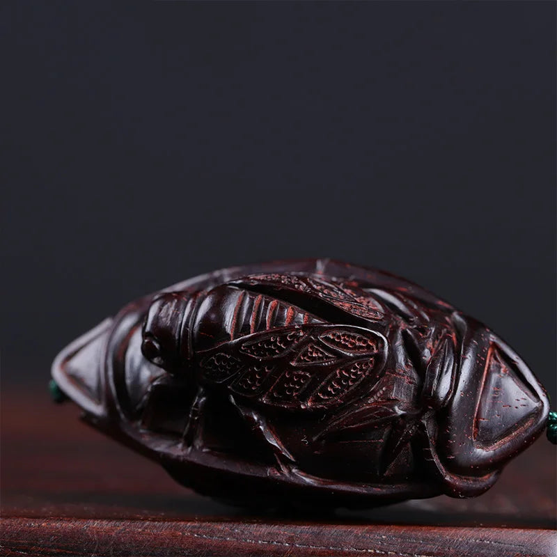 Lobular Rosewood 4cm Wood Sculpture Animal Sculpture Cicada Pendant Car Hanging Office Decoration Home Décor