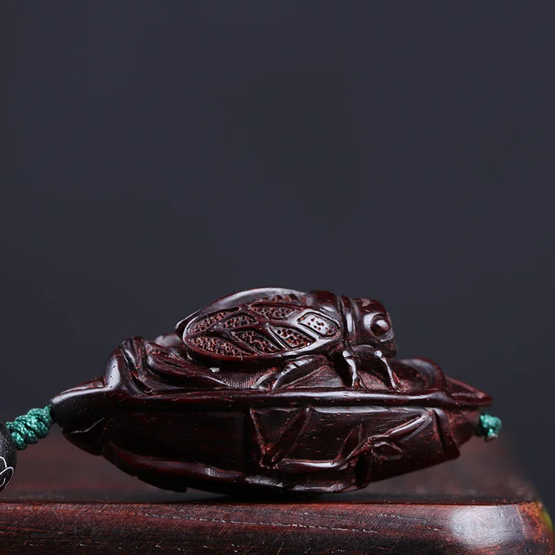 Lobular Rosewood 4cm Wood Sculpture Animal Sculpture Cicada Pendant Car Hanging Office Decoration Home Décor