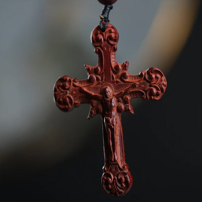 Lobular Rosewood 5cm Christianity Cross Pendant Car Hanging Wall Decoration Wood Sculpture Collection