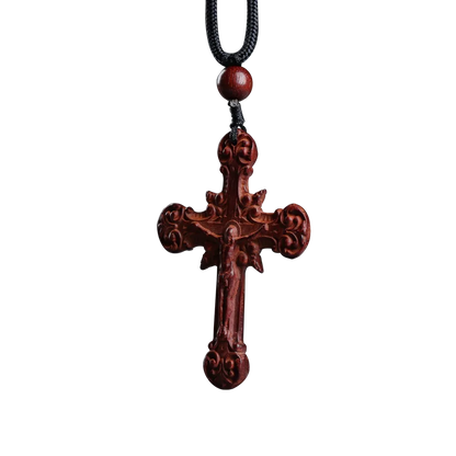 Lobular Rosewood 5cm Christianity Cross Pendant Car Hanging Wall Decoration Wood Sculpture Collection