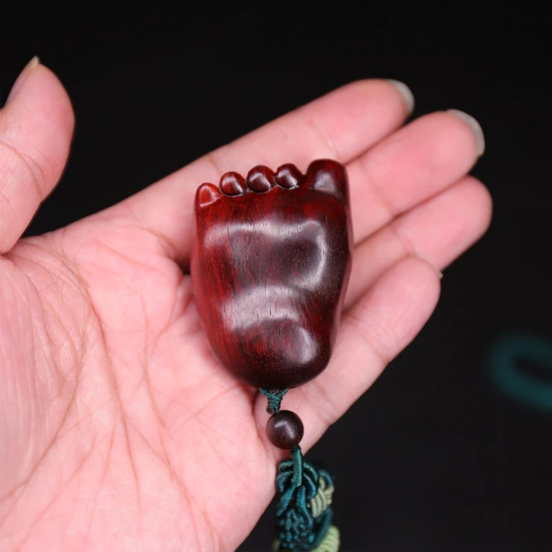 Lobular Rosewood 5cm Foot-shaped wood carving Car Hanging Office Decoration Bag Pendant Wall Decoration Home Décor