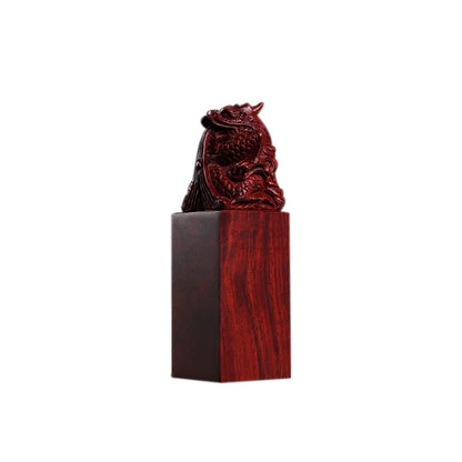Lobular Rosewood 8cm Traditional Chinese Myth Historical Chinese Zodiac dragon Animal Sculpture Home Decor