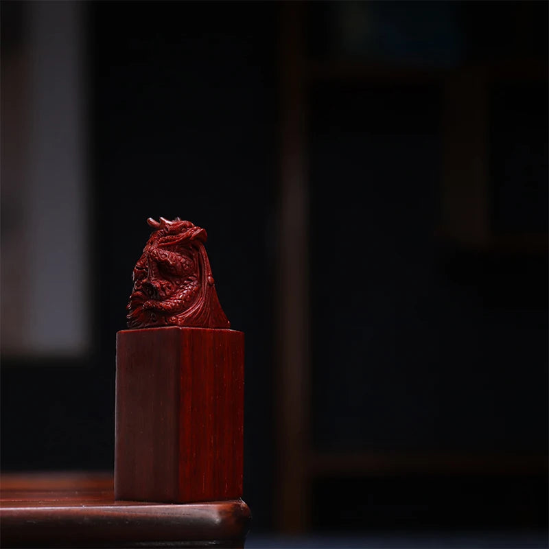 Lobular Rosewood 8cm Traditional Chinese Myth Historical Chinese Zodiac dragon Animal Sculpture Home Decor