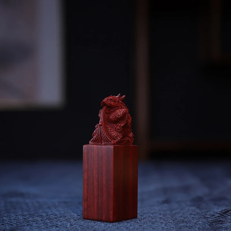 Lobular Rosewood 8cm Traditional Chinese Myth Historical Chinese Zodiac dragon Animal Sculpture Home Decor