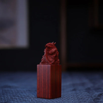 Lobular Rosewood 8cm Traditional Chinese Myth Historical Chinese Zodiac dragon Animal Sculpture Home Decor