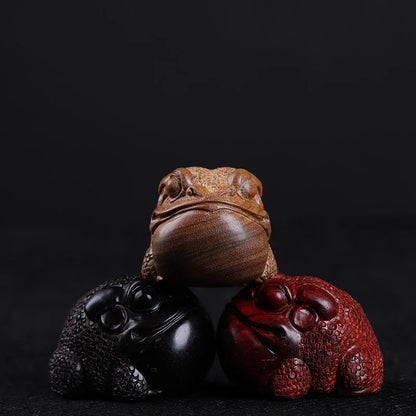 Lobular Rosewood Ebony Green sandalwood toad Real Wood Office Decoration Feng Shui Wood Statue Wood Sculpture Animal Sculpture