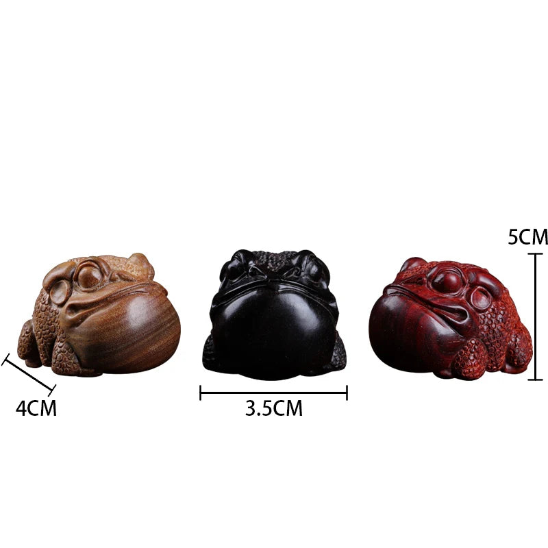 Lobular Rosewood Ebony Green sandalwood toad Real Wood Office Decoration Feng Shui Wood Statue Wood Sculpture Animal Sculpture