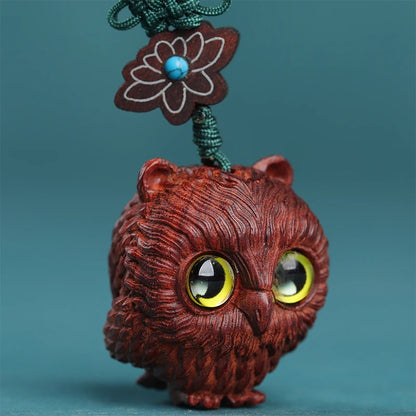 Lobular Rosewood Real Wood Wood Sculpture Animal Sculpture Car Hanging Bag Pendant Owl Wood Statue Collection Mascot Lucky Wall