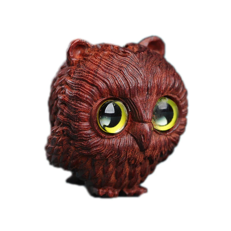 Lobular Rosewood Real Wood Wood Sculpture Animal Sculpture Car Hanging Bag Pendant Owl Wood Statue Collection Mascot Lucky Wall