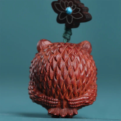 Lobular Rosewood Real Wood Wood Sculpture Animal Sculpture Car Hanging Bag Pendant Owl Wood Statue Collection Mascot Lucky Wall