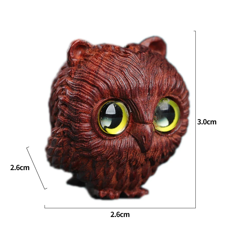 Lobular Rosewood Real Wood Wood Sculpture Animal Sculpture Car Hanging Bag Pendant Owl Wood Statue Collection Mascot Lucky Wall