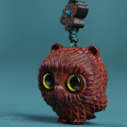 Lobular Rosewood Real Wood Wood Sculpture Animal Sculpture Car Hanging Bag Pendant Owl Wood Statue Collection Mascot Lucky Wall