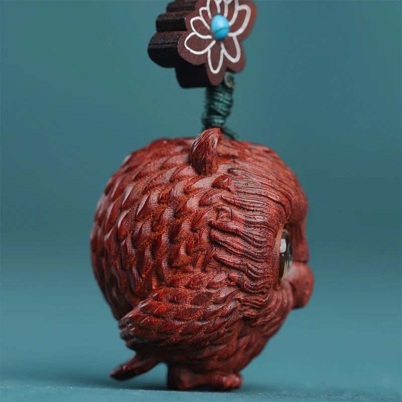 Lobular Rosewood Real Wood Wood Sculpture Animal Sculpture Car Hanging Bag Pendant Owl Wood Statue Collection Mascot Lucky Wall