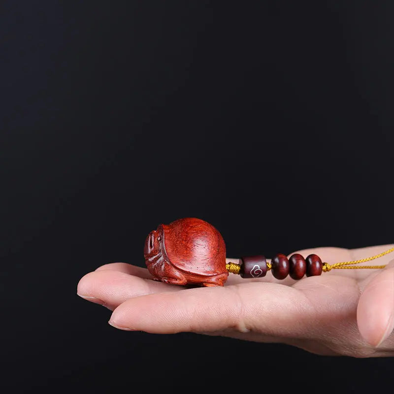Lobular Rosewood Real Wood Wood Sculpture Collection Bag Pendant Animal Sculpture Mascot Lucky Feng Shui Wood Statue Lucky