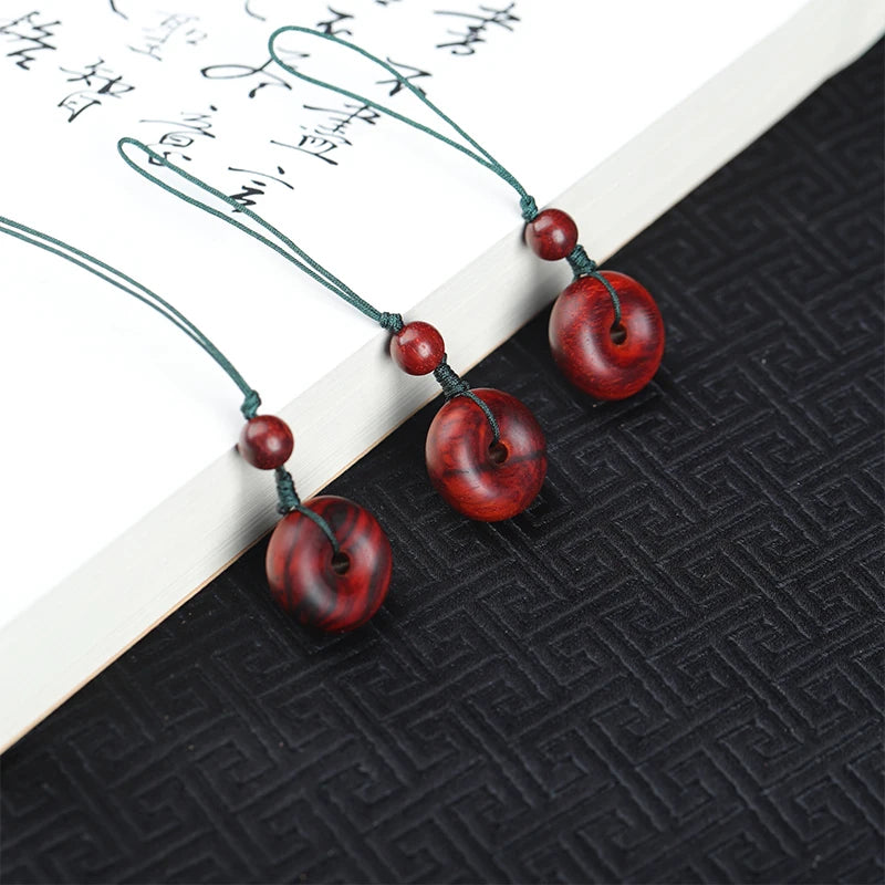 Lobular Rosewood Real Wood Wood Sculpture Traditional Chinese Car Hanging Bag Pendant Lucky deduction Feng Shui Lucky Collection