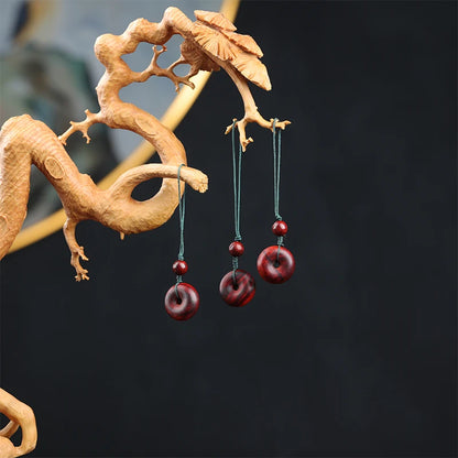Lobular Rosewood Real Wood Wood Sculpture Traditional Chinese Car Hanging Bag Pendant Lucky deduction Feng Shui Lucky Collection