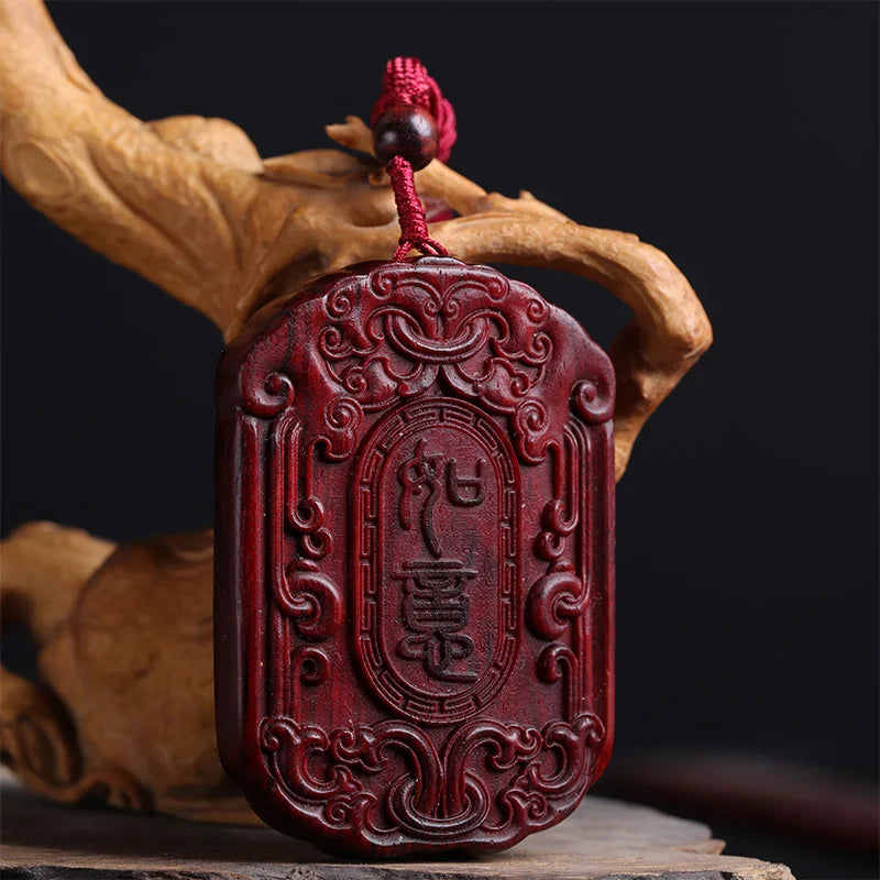 Lobular Rosewood  Ruyi Pendant Mascot Lucky deduction Lucky deduction Wooden sign Feng Shui Traditional Chinese Real Wood Wood S