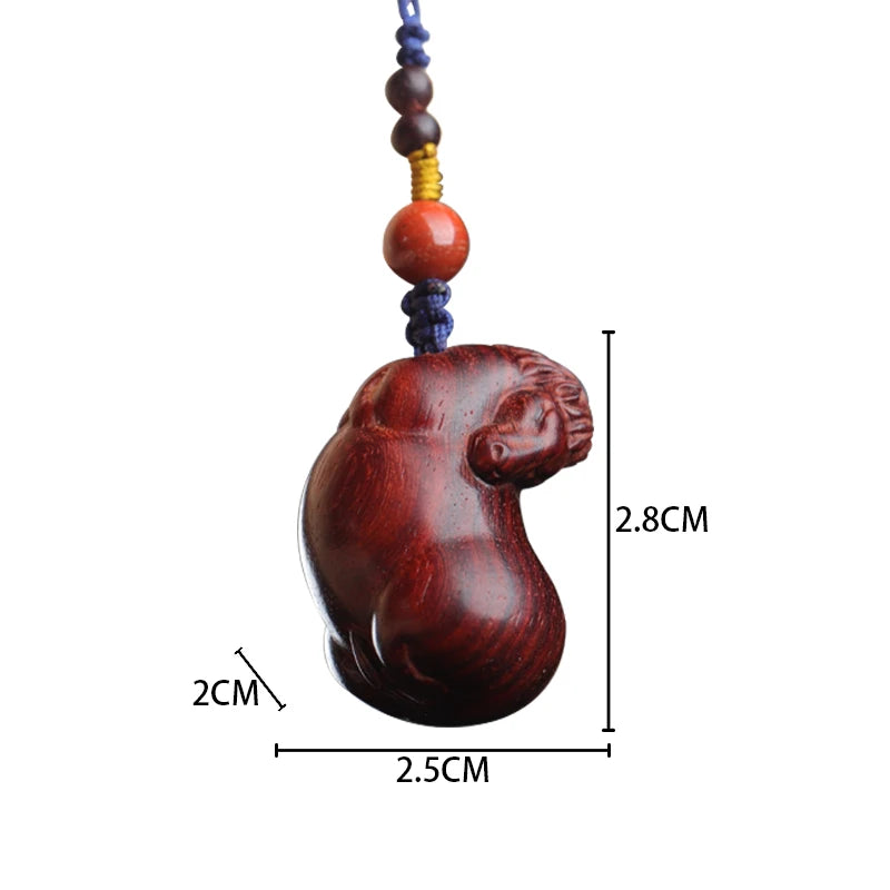 Lobular Rosewood Wood Sculpture Real Wood Chinese Zodiac Animal Sculpture  Animal Sculpture Traditional Chinese Car Hanging